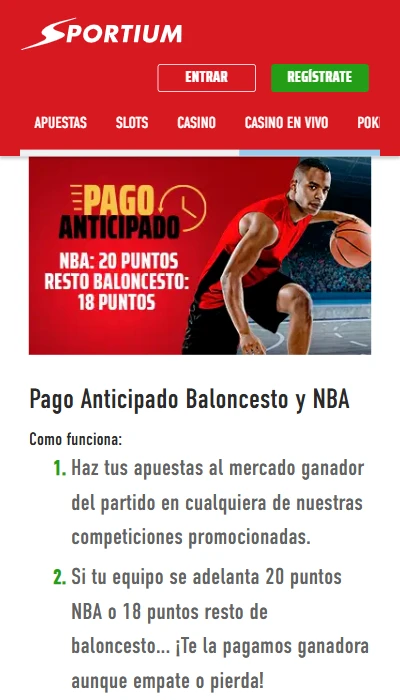 Pago anticipado Baloncesto y NBA