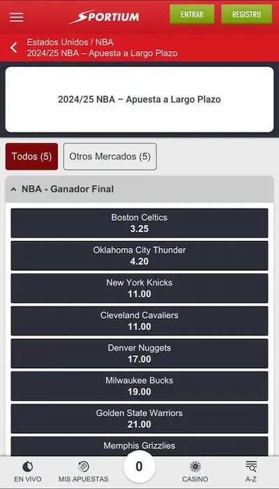 Competiciones disponibles en las apuestas en línea de Sportium