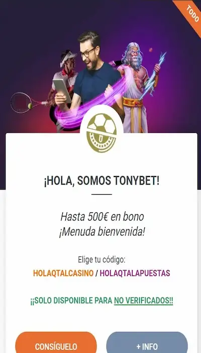 El bono de casino de Tonybet