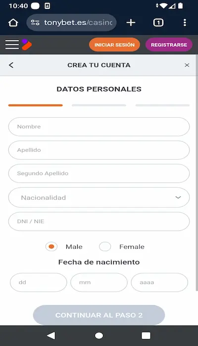 Código promocional TonyBet 1