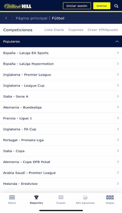 Competiciones William Hill