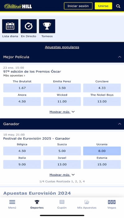 Apuestas especiales William Hill