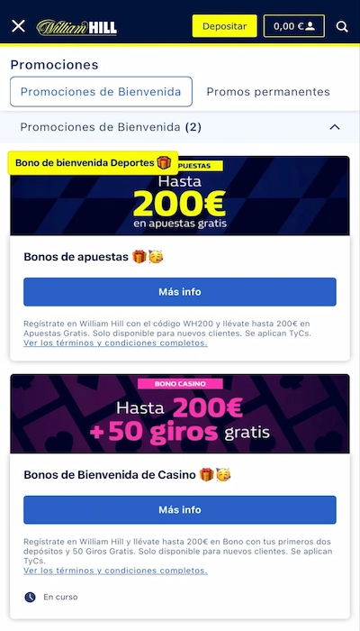 Bono casino William Hill
