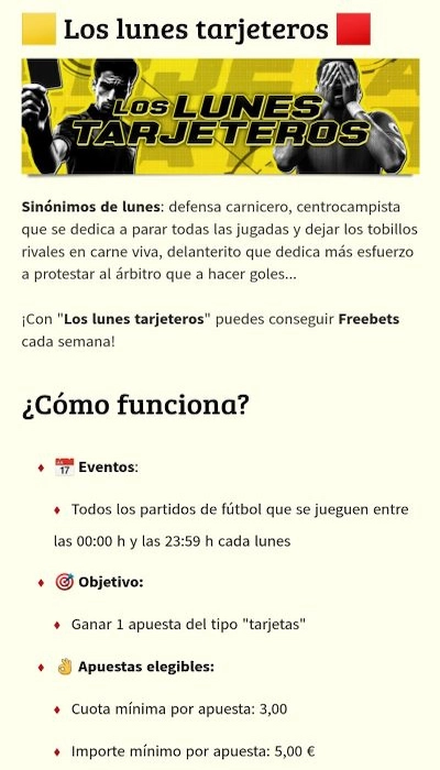 Winamax promociones lunes tarjeteros