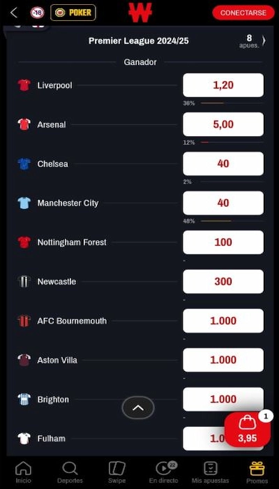 Winamax Apuestas a largo plazo