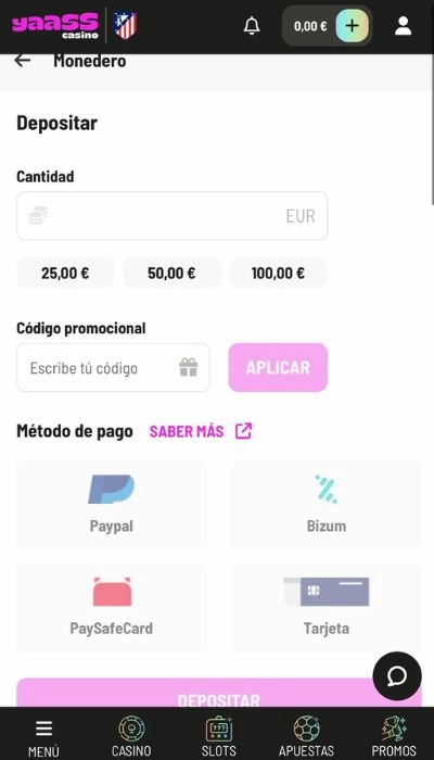 YassCasino Métodos de pago